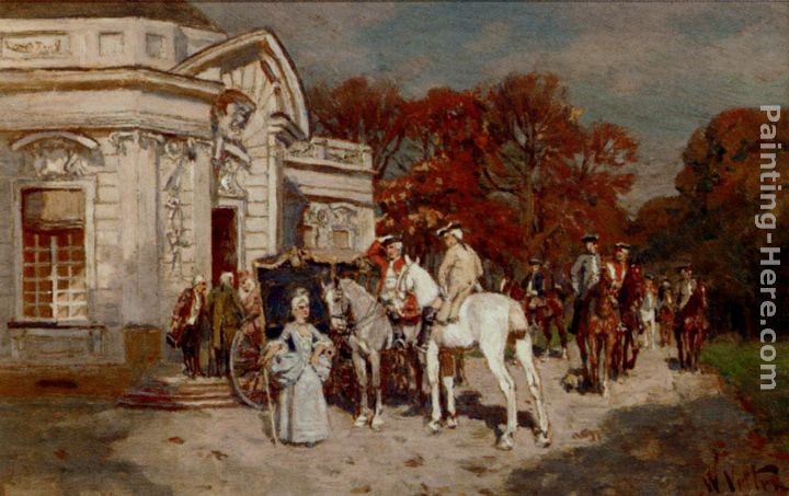 Wilhelm Velten Elegant Company At A Summer House